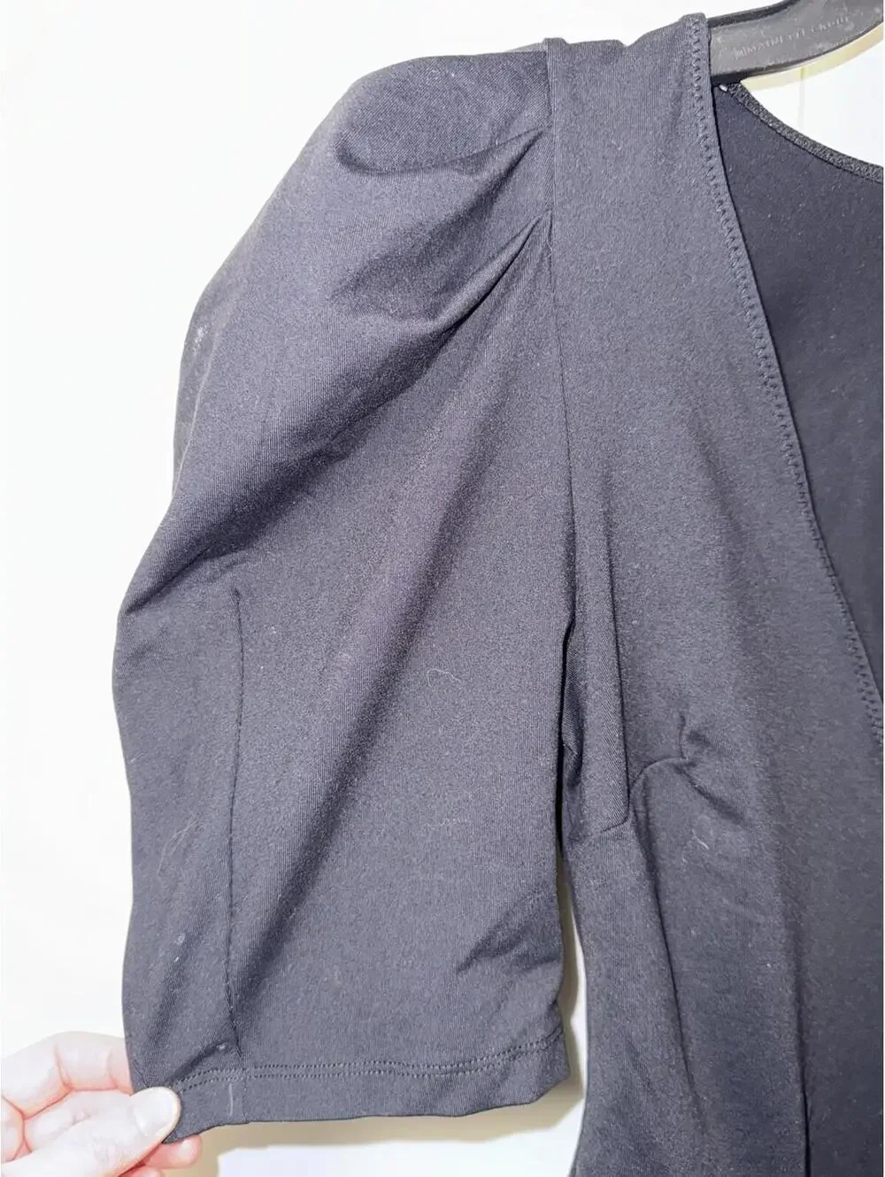 Free People womens deep v neck Bodysuit top sz M Puff Sleeve NEW $68 y2k minimal